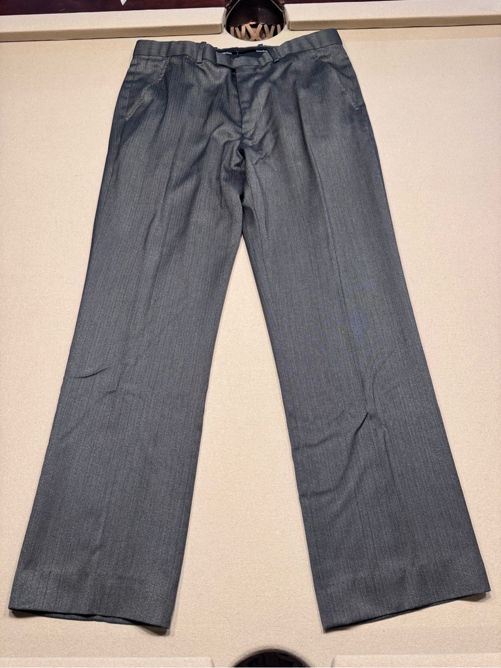 Perry Ellis Gray Pinstripe Flat Front  Pants
